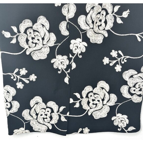 ECI New York Womens Classic Pencil Skirt Floral Embroidered Black Size 4 - Picture 6 of 11